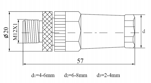 M12塑料組裝式接頭尺寸圖